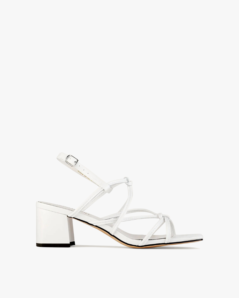 Charlotte Mid Heel Sandals White Leather
