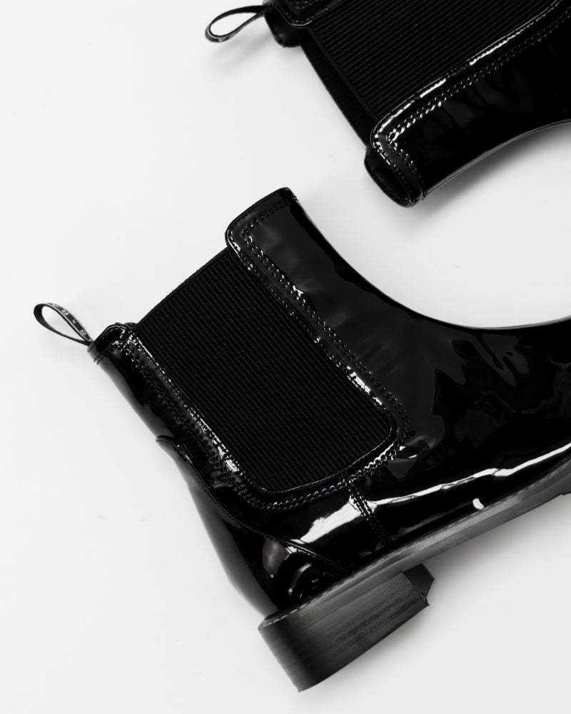 Bec Allen Black Patent Mid Ankle Boot