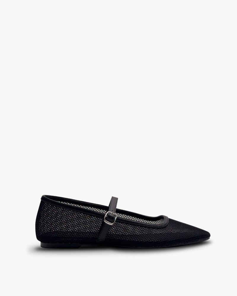 Geneva Black Mesh Flats