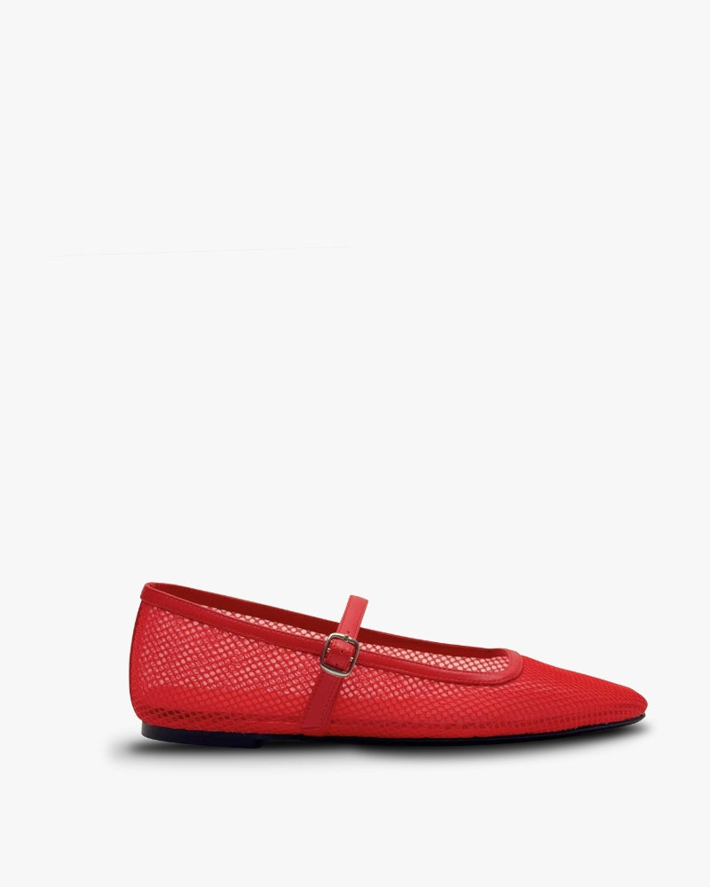 Geneva Soft Red Mesh Flats