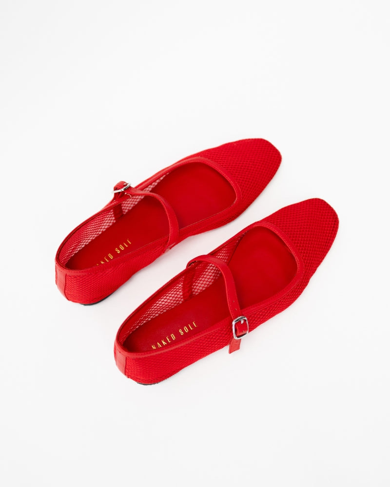Geneva Soft Red Mesh Flats