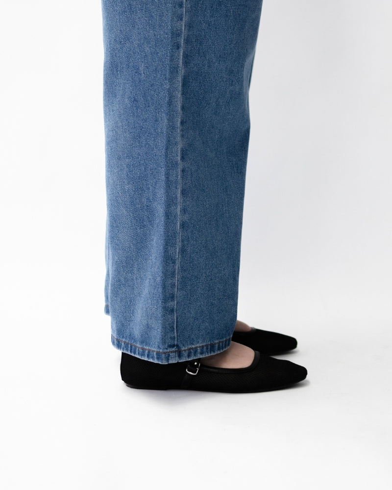 Geneva Black Mesh Flats