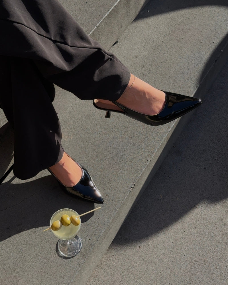 Alexandra Slingback Mid Heels Black