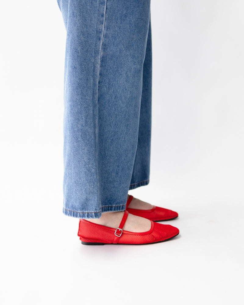 Geneva Soft Red Mesh Flats