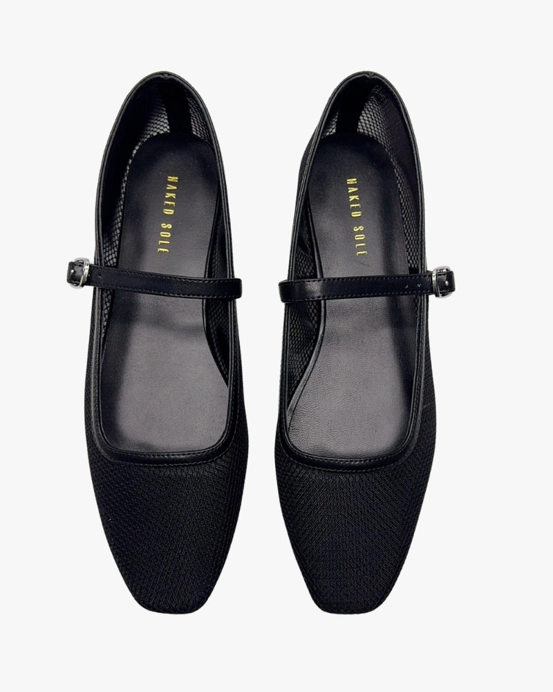 Geneva Black Mesh Flats
