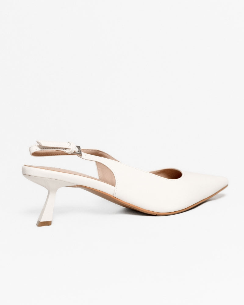Alexandra Slingback Mid Heels White