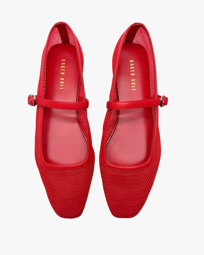 Geneva Soft Red Mesh Flats