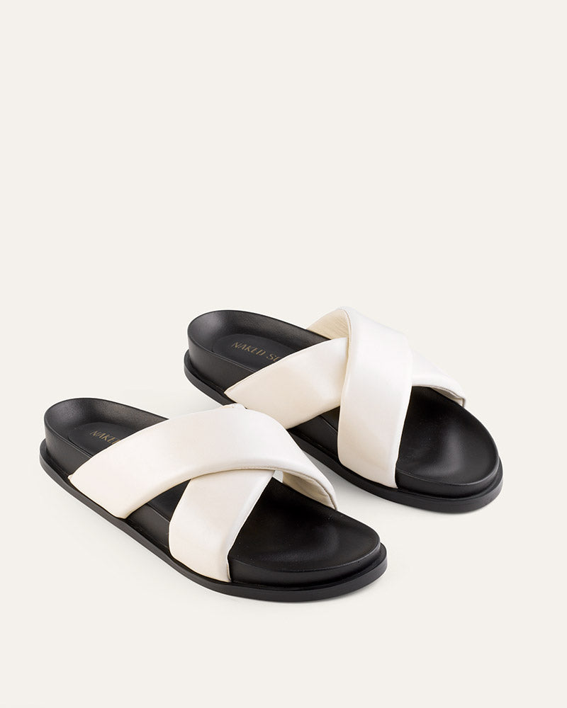  White Sandal Wide Padded Straps 