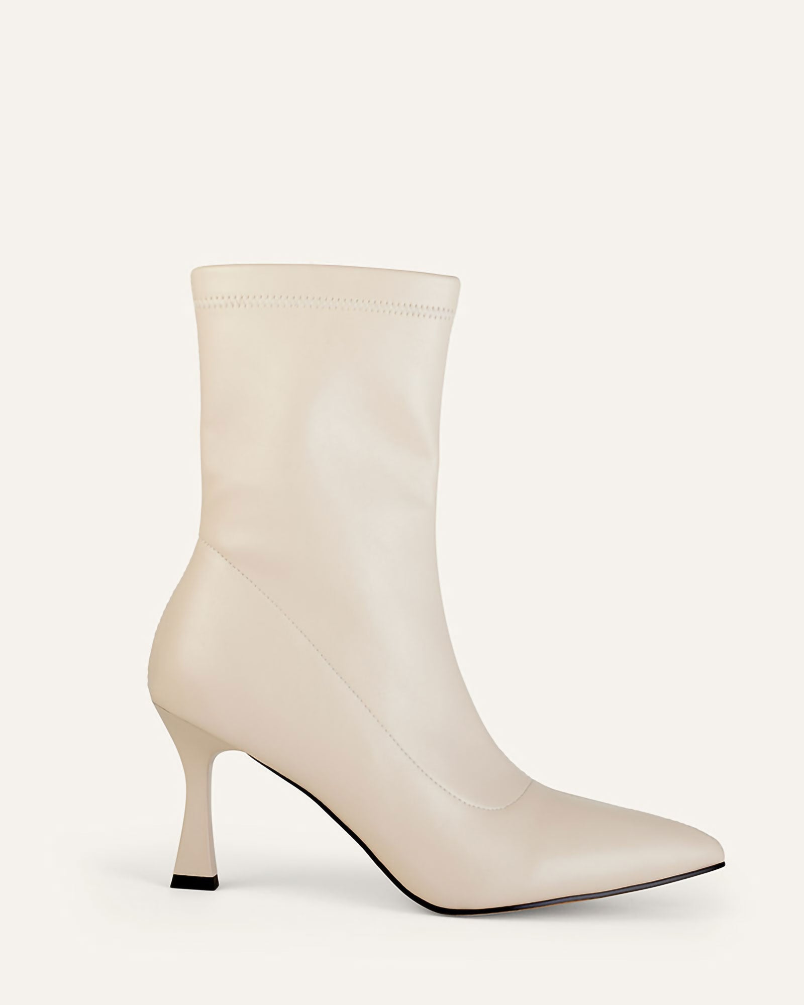 Cream Leather Libby Mid Ankle Boot