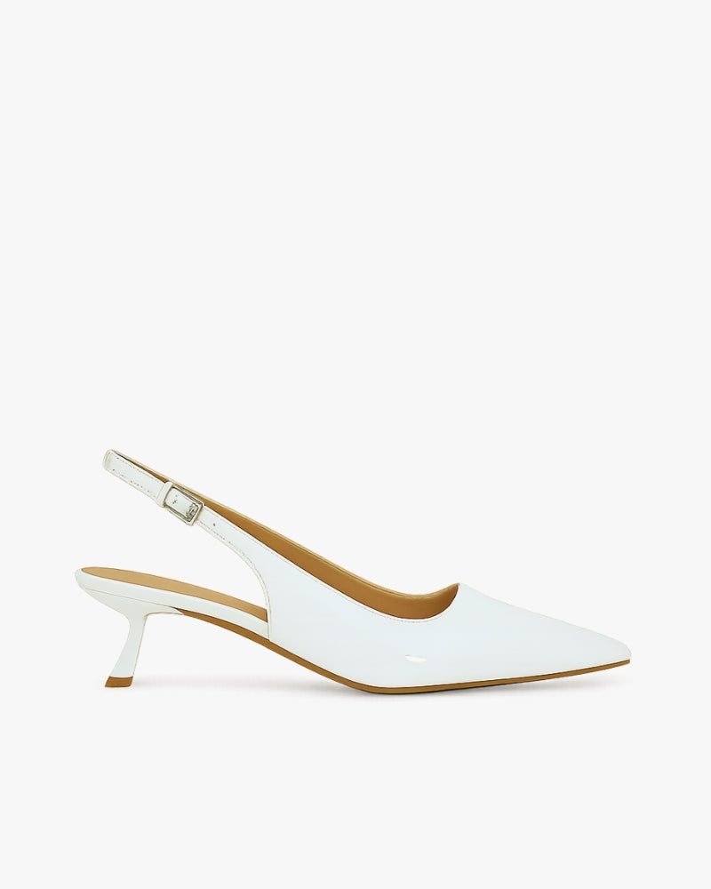 Alexandra Slingback Mid Heels White