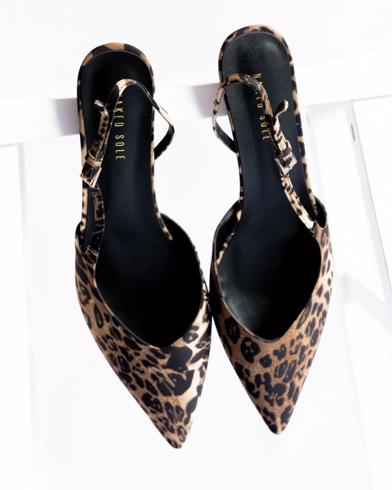 Lola Leopard Satin Slingback Heels in Women's Sizes 10–15