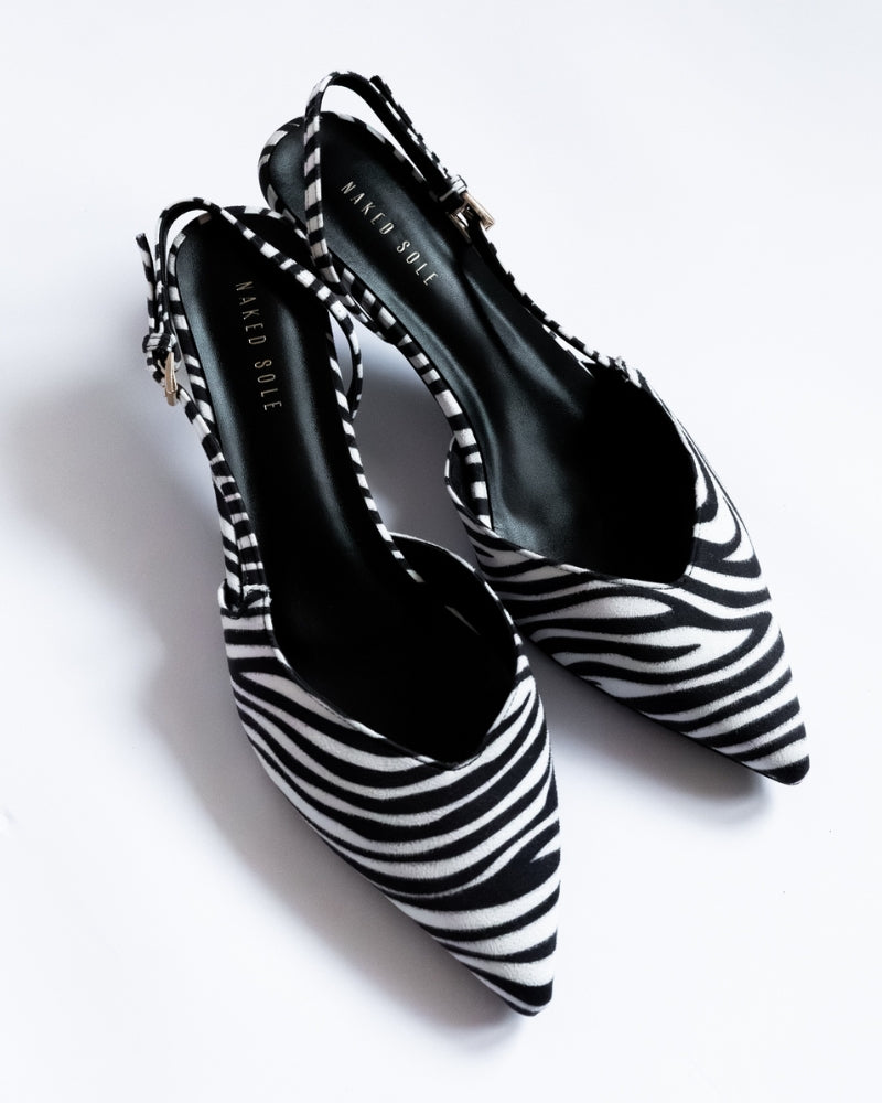 Lola Zebra Suede Slingback Heels in Women's Sizes 10–15