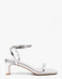 Alice Strappy Heel in Silver – mirror silver block heel with toe and ankle strap, women's sizes 10–15