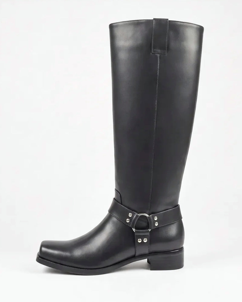 Ari Knee High Boot in Midnight Black – structured knee-high shaft