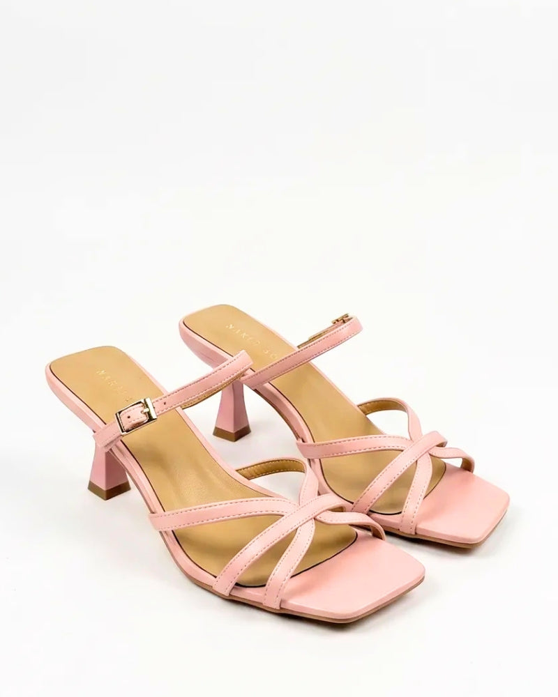 Camellia Strappy Heel in Ballet Pink – crossover multi-strap toe detail