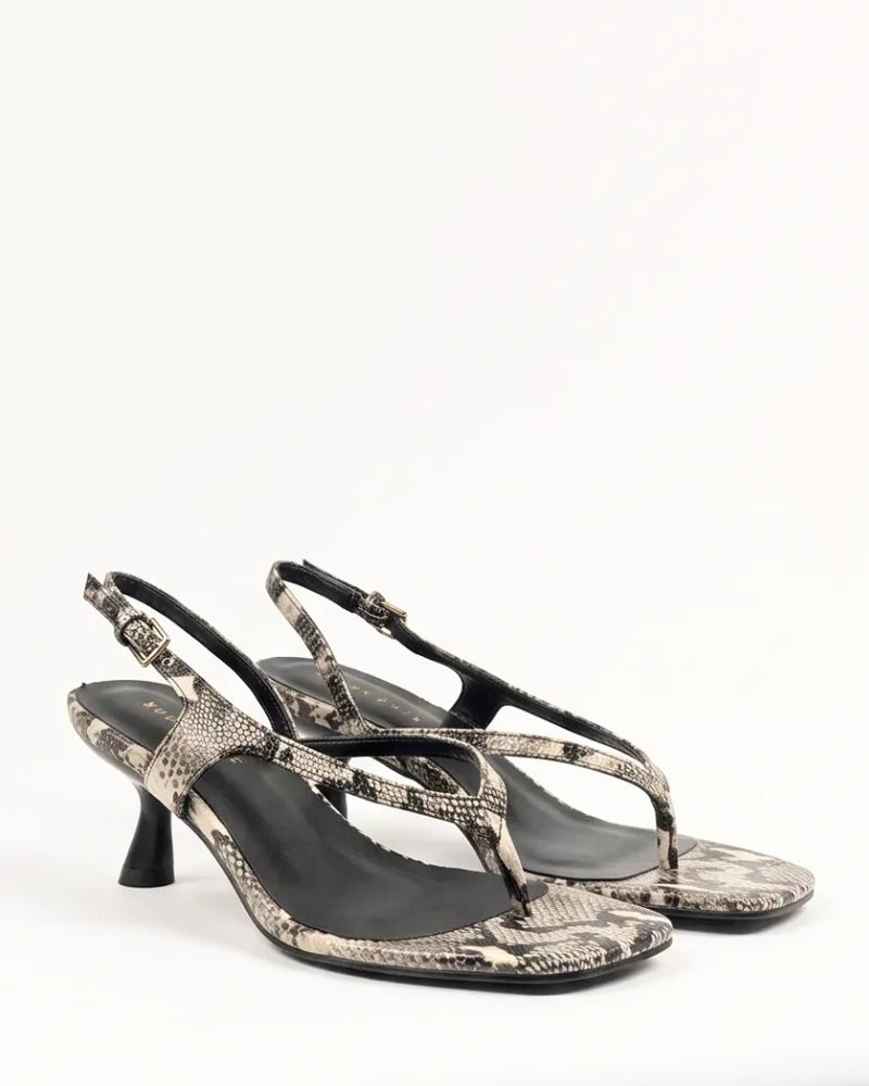 Harper Stone Python Thong Heel – slim slingback strap with adjustable buckle