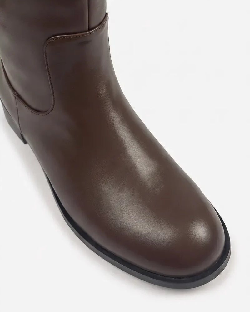 Ivy Knee High Boot in Espresso – block heel