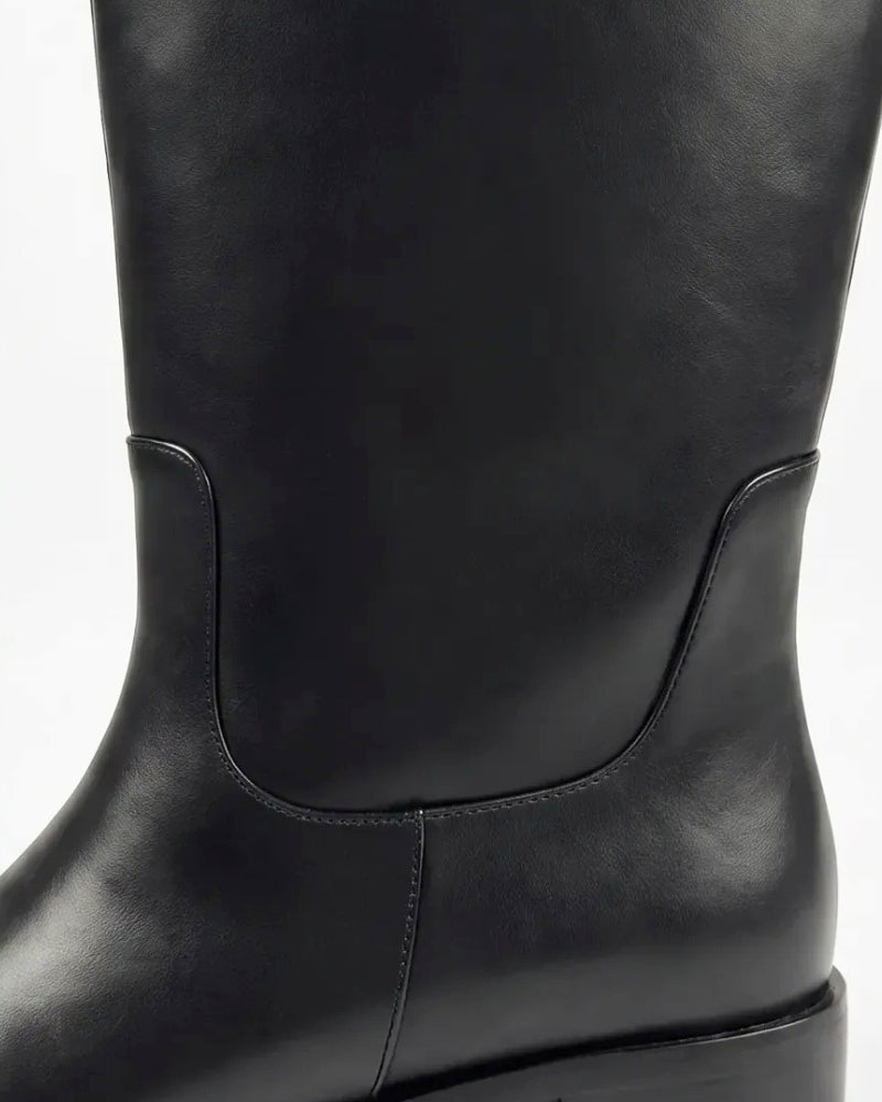 Ivy Knee High Boot in Midnight Black – soft rounded toe