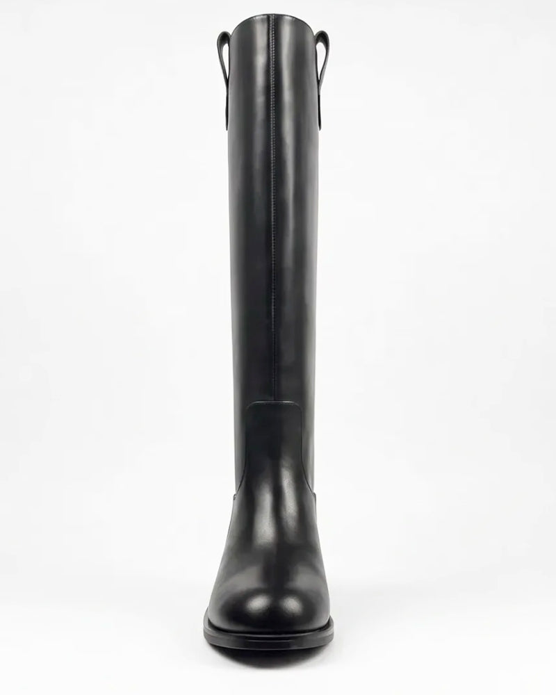 Ivy Knee High Boot in Midnight Black – structured tall shaft