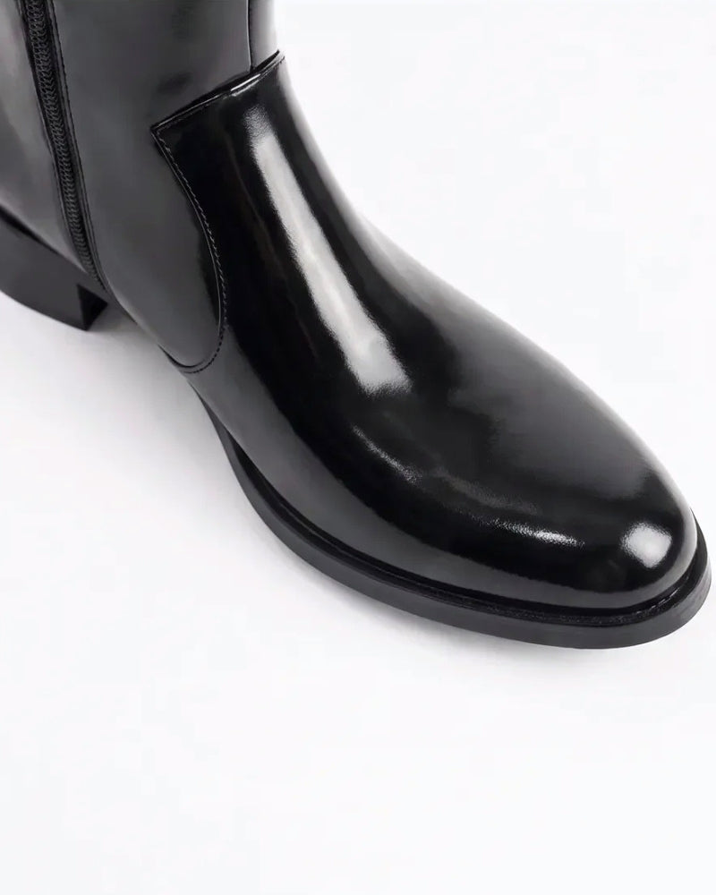 Mila Ankle Boot in Eclipse – low block heel