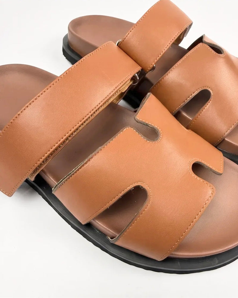 Poppy Slide in Caramel – large size women's slide, sizes 10–15