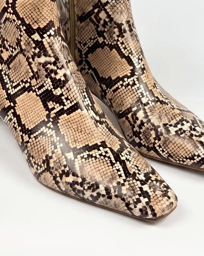 Valentina Ankle Boot in Desert Python – large size women's boot, sizes 10–15
